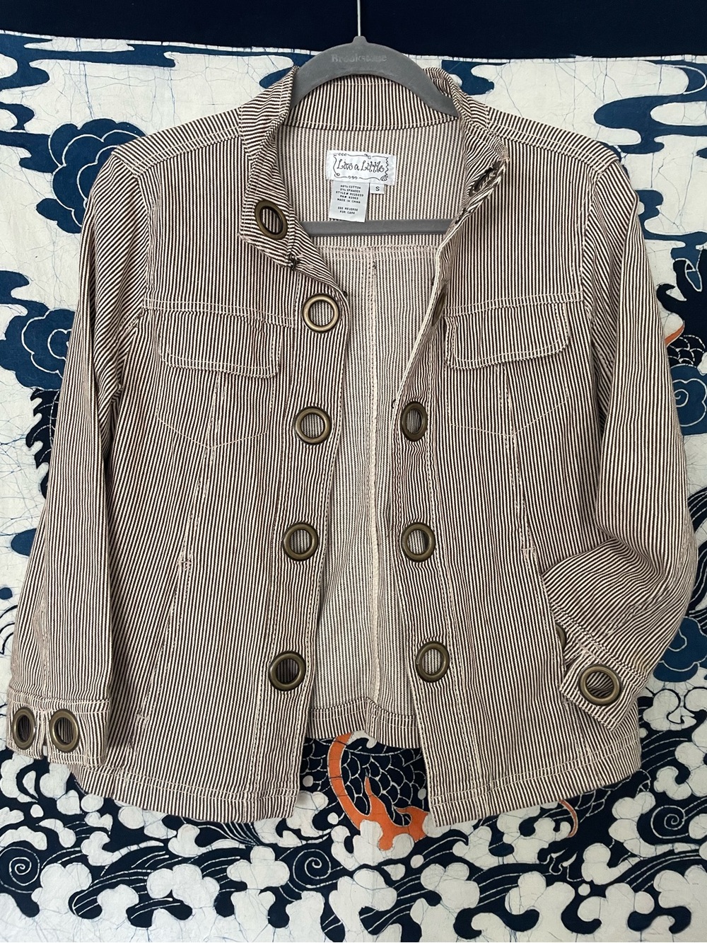 Women’s brown and cream striped Live a Little cotton jacket